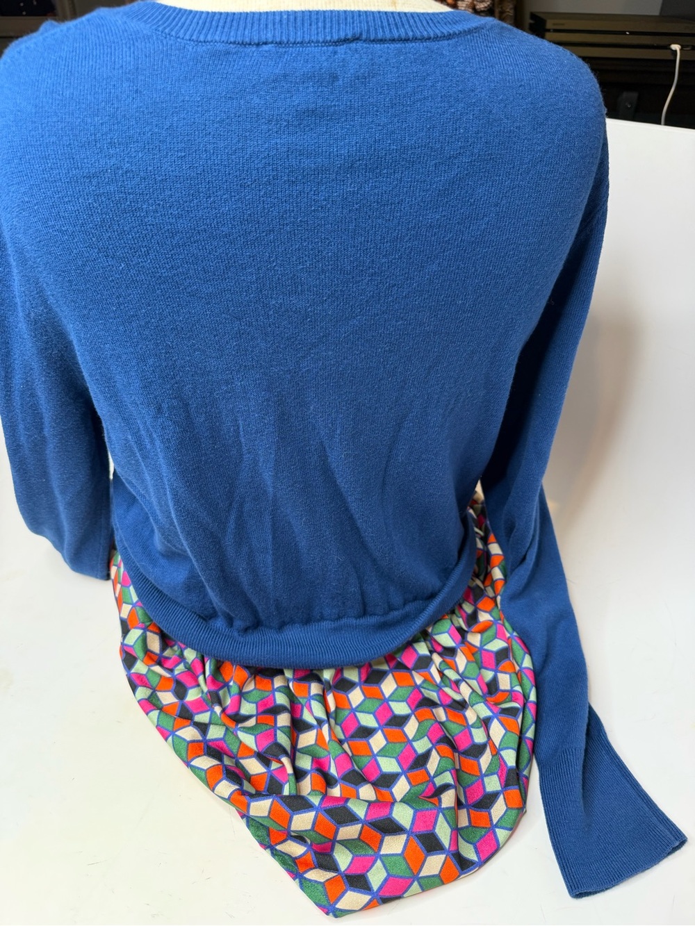 The Limited Blue Knit Top with Multicolor Geometric Skirt Set - Picture 4 of 6